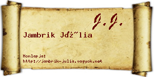 Jambrik Júlia névjegykártya